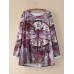 <b>Notice</b>: Undefined variable: alt_image in <b>/www/wwwroot/www.toponeclothing.com/vqmod/vqcache/vq2-catalog_view_theme_fastor_template_product_product.tpl</b> on line <b>162</b>Vintage Floral Printed O-neck Long Sleeve Irregular Hem T-shirt For Women