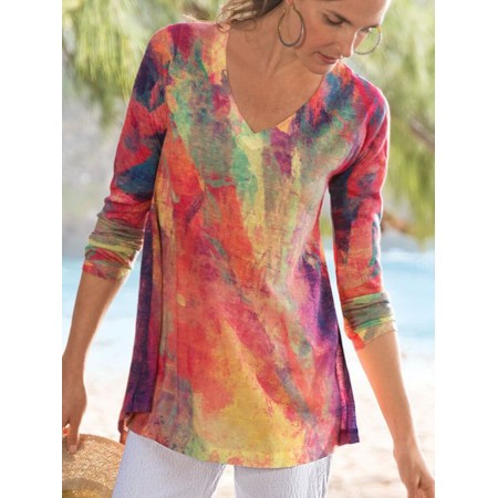 <b>Notice</b>: Undefined variable: alt_image in <b>/www/wwwroot/www.toponeclothing.com/vqmod/vqcache/vq2-catalog_view_theme_fastor_template_product_product.tpl</b> on line <b>133</b>Women Random Multicolor Print V-Neck Long Sleeve Vintage T-Shirts