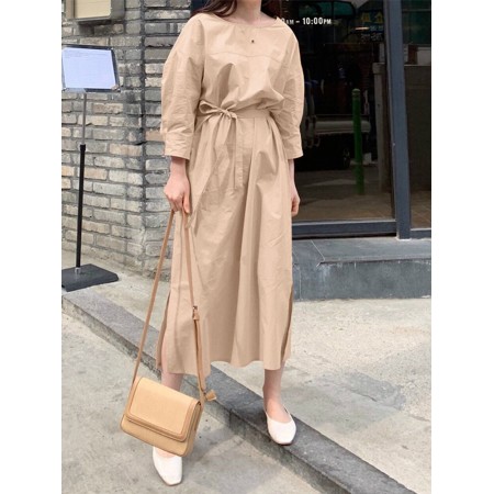<b>Notice</b>: Undefined variable: alt_image in <b>/www/wwwroot/www.toponeclothing.com/vqmod/vqcache/vq2-catalog_view_theme_fastor_template_product_product.tpl</b> on line <b>133</b>Women Solid Side Fork Elastic Waist Lace-up Ankle Length Midi Dresses